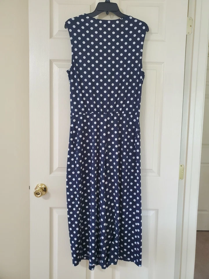 Mono corto tejido elástico sin mangas a lunares azul marino/blanco Jaclyn Smith talla XL Foto 4 de 4