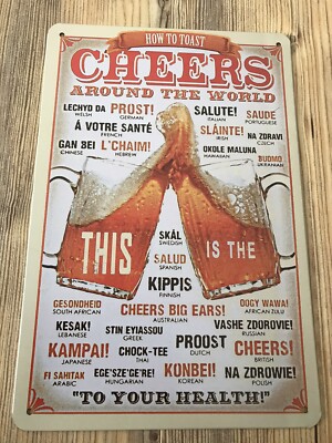 Retro Schild Blechschild Retroschild  Beer Cheers Around The World  20x30 cm Neu