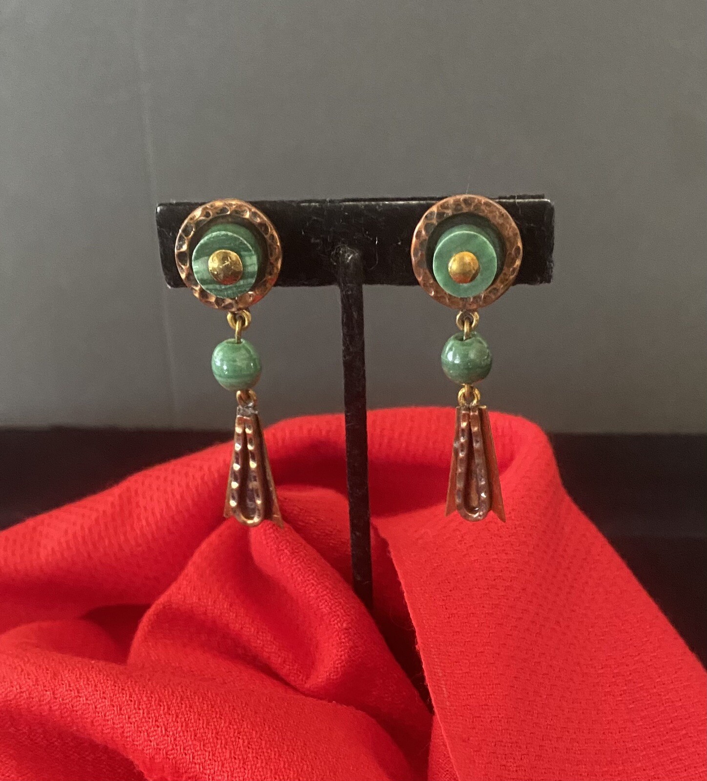Absolutely Beautiful Vintage Solid Copper & Jade … - image 1