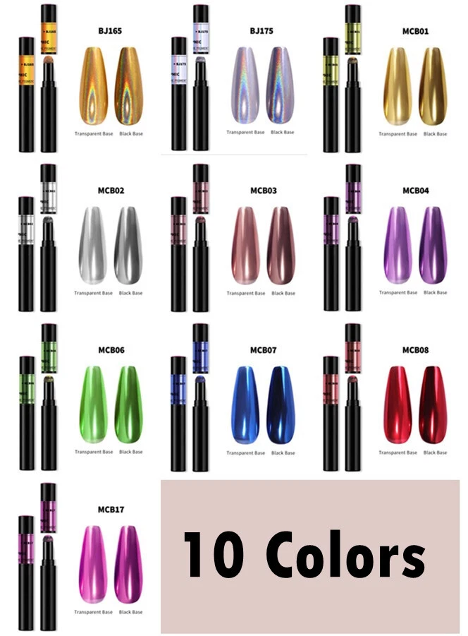 Espelho unha cromo caneta pó almofada de ar bastão laser poeira holográfica manicure - Imagem 2 de 4