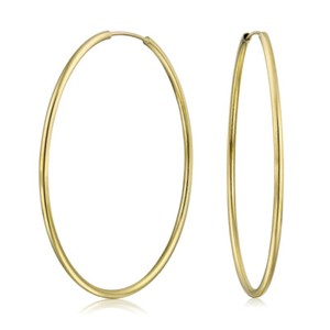 Authentic 18k Yellow Gold Plated Silver 2.75" 3" 3.25" 3.5" Jumbo Endless Hoop Earrings