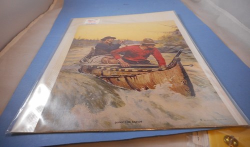 1920s SPORT CANOE WATERCRAFT FISHING PADDLE ILLUS ARTHUR HUTCHINS PRINT - 第 1/2 張圖片