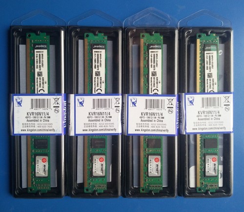 16 GB (4 x 4 GB) DDR3 1600 MHz MEMORIE RAM KINGSTON 1,5V DIMM PC3