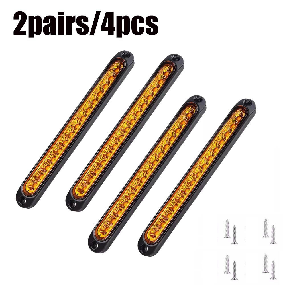 4PCS 15 LED Car Truck Stop Brake Turn Signal Tail Strip Light DRL Bar Amber 10