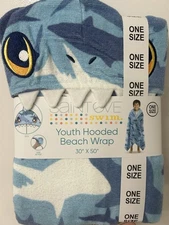 NEW Saint Eve Youth Hooded Shark BEACH WRAP Towel  ONE SIZE boys