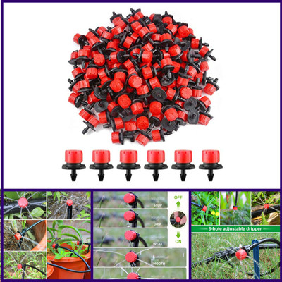 200Pcs Adjustable Drip Irrigation Emitter Drippers 1/4 Inch Garden Watering Syst