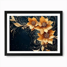 3d Illustration Background With Gol Framed Wall Art Poster Canvas Print Picture