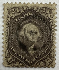 US1862 Sc# 70 or 70c Used 24c Washington Stamp w/ target Cancel and deep color