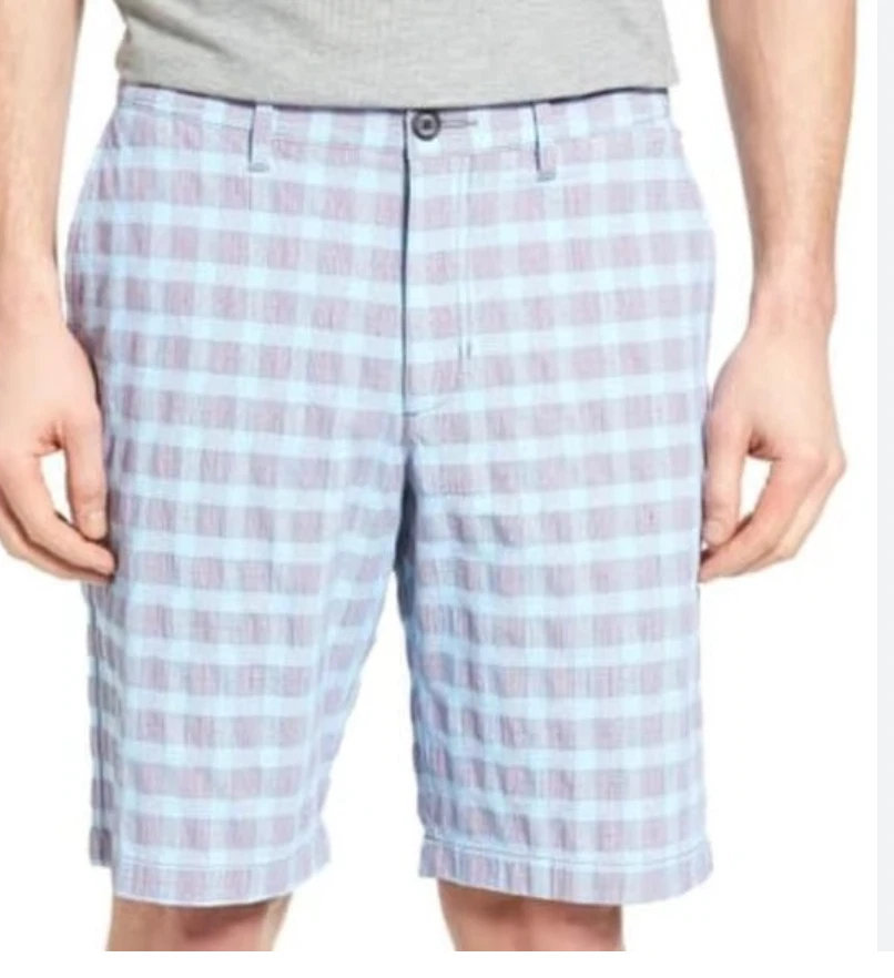 Tommy Bahama Par 4 Seersucker Shorts Mens 32 Plaid 8 Inch Golf Resort Flat Front
