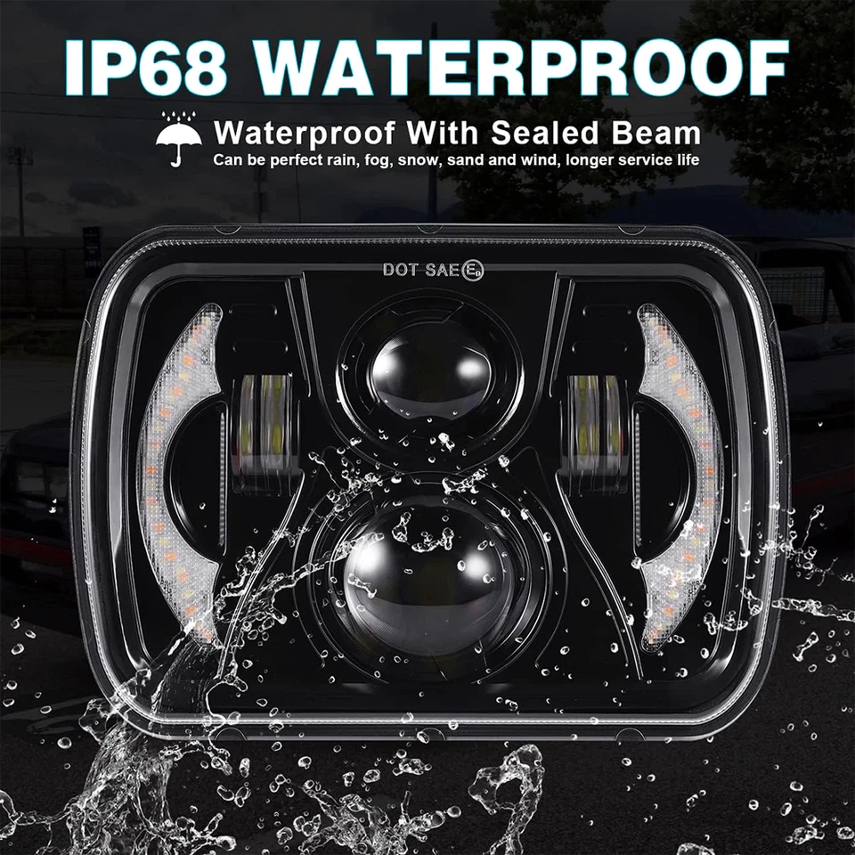 Par de faros LED 5x7 7x6" haz alto/bajo para Dodge W150 W250 Ramcharger Ram 50 Foto 4 de 4