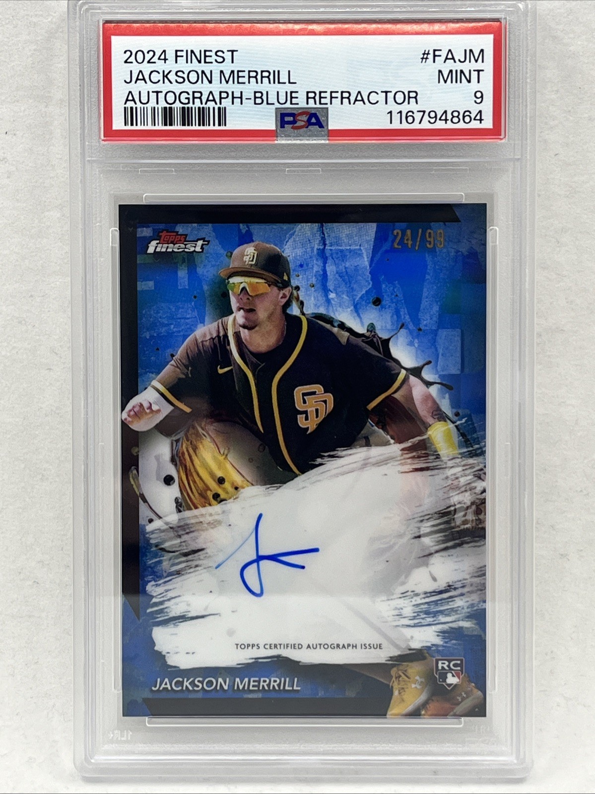 2024 Topps Finest - Finest Autographs Jackson Merrill #FA-JM Blue Refractor/99
