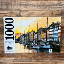 Hinkler Mindbogglers 1000 Piece Puzzle Boats Nyhavn Copenhagen Denmark 27 x 21.5