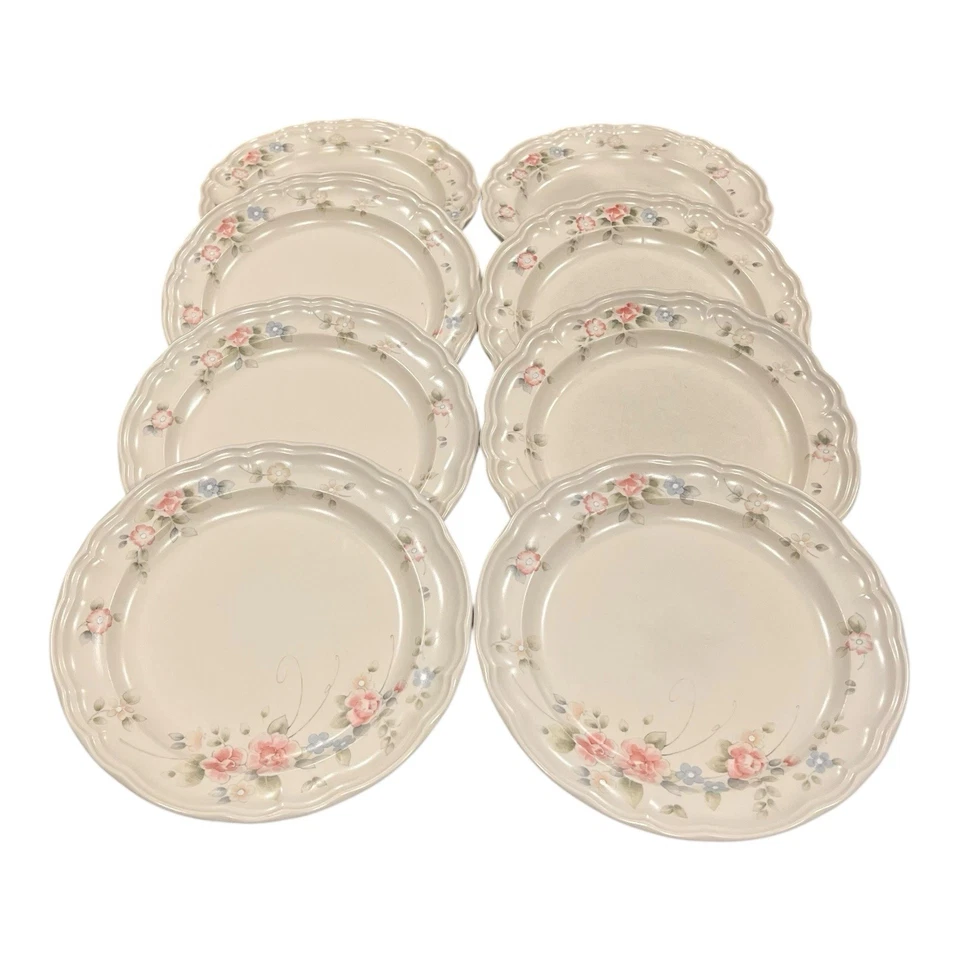 Juego de 8 Platos de Cena Rosa de Té Pfaltzgraff 10-3/8" Rosa y Azul Floral  Foto 2 de 4