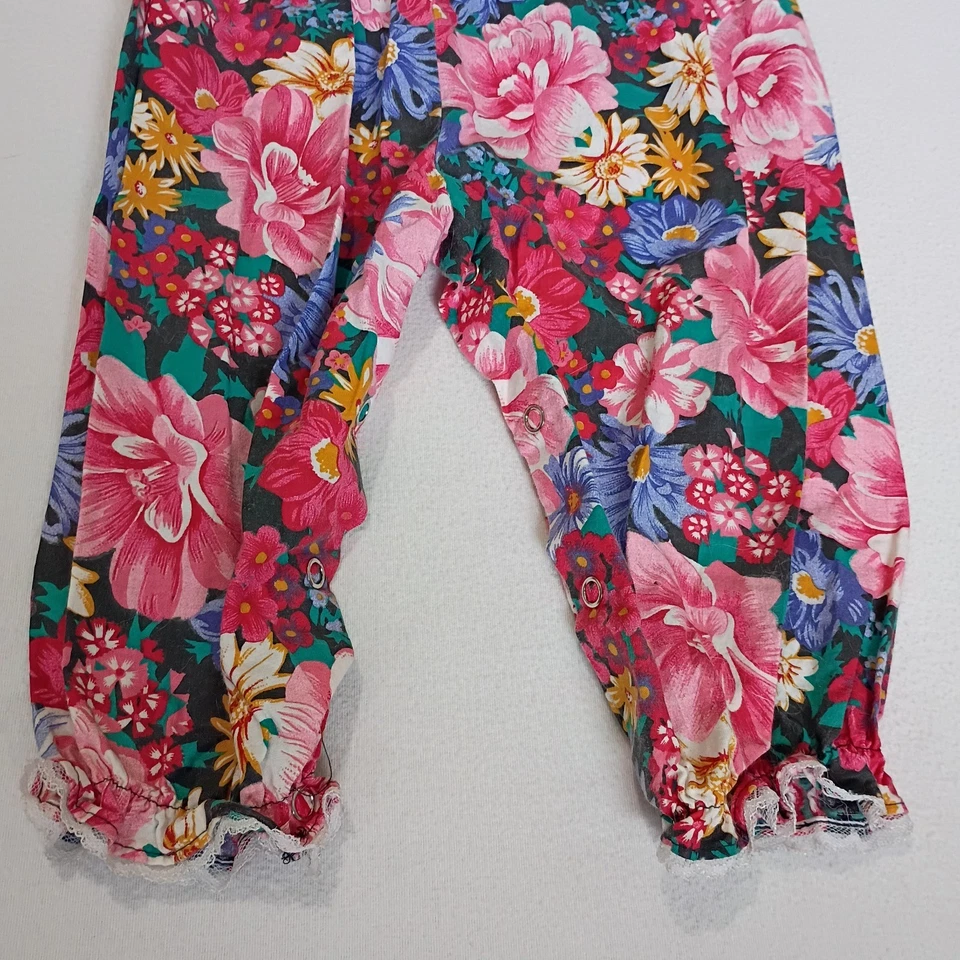 Disney Winnie the Pooh Vintage Floral Snap Romper With White Lace Collar Sz 24MO - Image 2 of 4