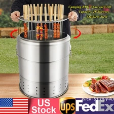 Camping Compact BBQ Charcoal Grill Meat Cooker With Grilling Accessories Set