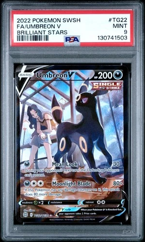 2022 POKEMON SWORD & SHIELD BRILLIANT STARS #TG22 FULL ART/UMBREON V PSA 9