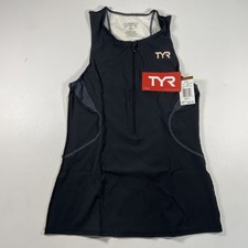 NWT Womens TYR Competitor Triathlon Singlet Half Zip Gray Black Large