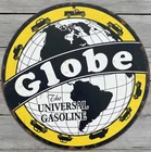Globe The Universal Gasoline 8" Diameter Vintage Novelty Metal Sign Made In USA