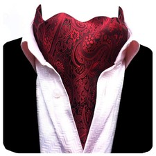 Men's Cravat Self Tie Paisley Jacquard Woven Floral Luxury Red Ascot 0672-18