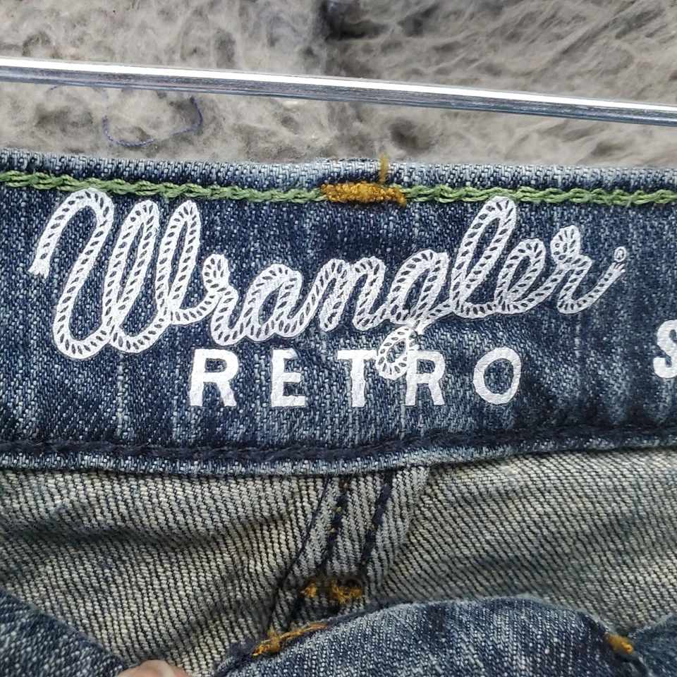 Wrangler Jeans Mens Size 42X34 Blue Slim Straight Retro Stretch Denim - Image 2 of 4