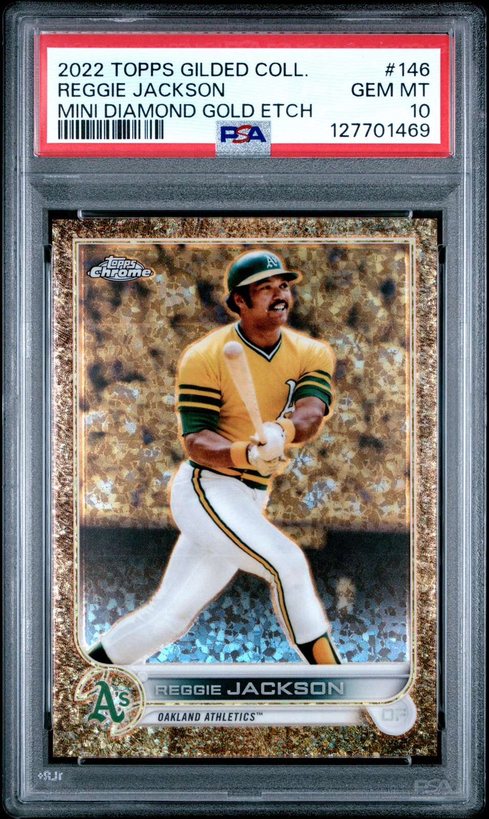 2022 TOPPS GILDED COLLECTION MINI DIAMOND GOLD ETCH REGGIE JACKSON 29/50 PSA 10