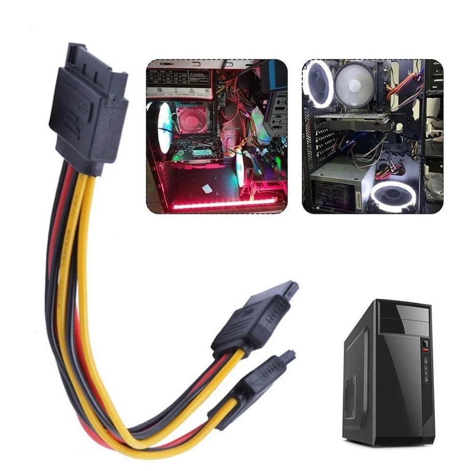 SATA Power 15-pin Y-Splitter Cable Adapter Male to For HDD Female Hard F7E0 - Image 3 of 4