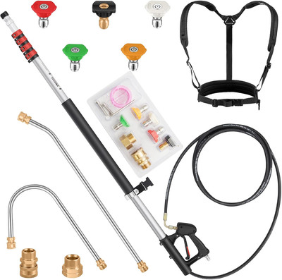 24 FT Gutter Cleaning Tools from the Ground - Telescoping Pressure Washer Wand 