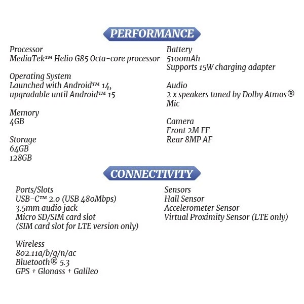 Lenovo Tab One 8.7" Android PC Tablet (Wi-Fi+4G/GREEN/LTE/4GB+64GB/Octa Core) - Image 3 of 4