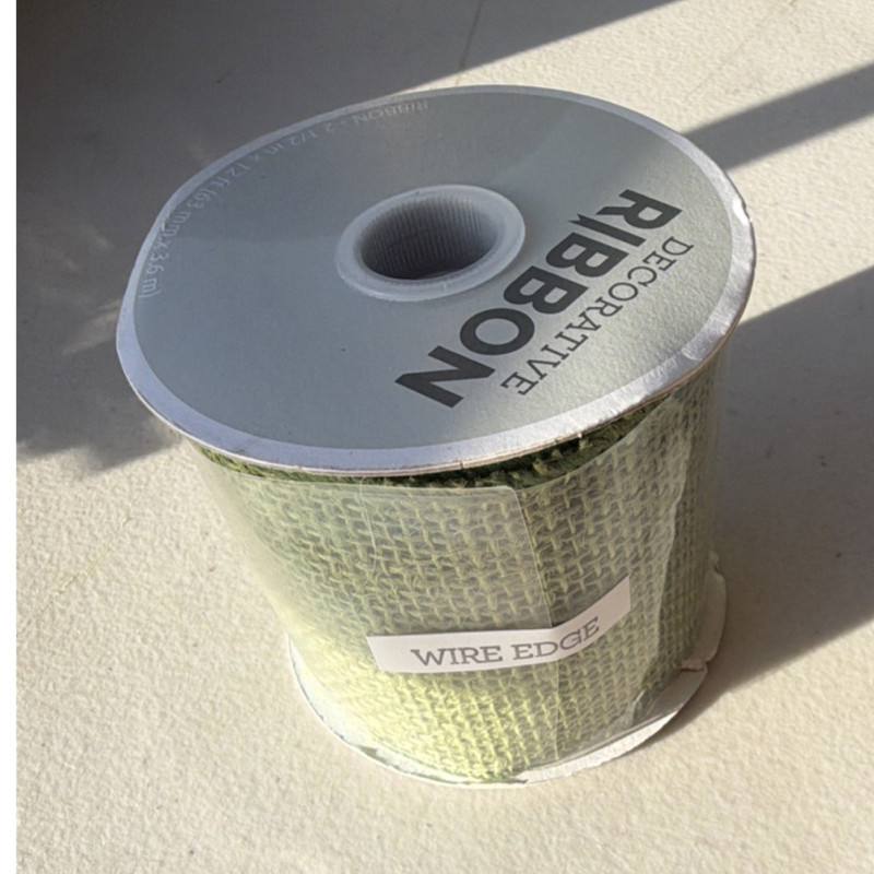 Joann Decorative Wire-Edged Green Ribbon Spool 2 1/2" Solid Design MPN 1262-0563