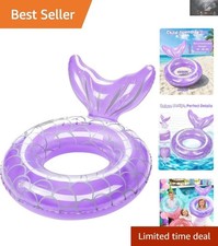 Mermaid Tail Inflatable Swim Ring 27.5-Inch Fun Water Float for Kids