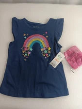 NWT Toddler Girls 3T Dot & Zazz Rainbow T-Shirt w Headband