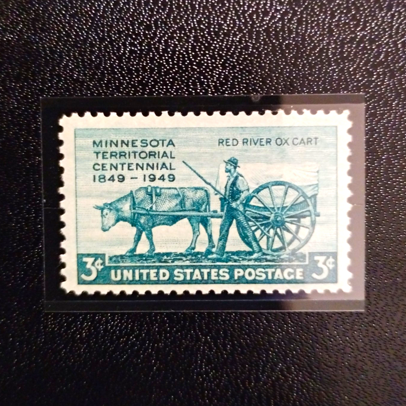 US Postage 3 Cent Minnesota Centennial Red River Ox Cart Stamp Single