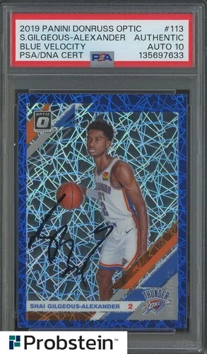 Shai Gilgeous-Alexander Signed 2019 Donruss Optic Blue Velocity PSA/DNA 10 AUTO
