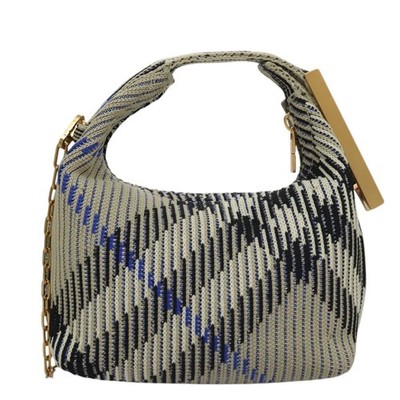 BURBERRY Mini Peg Duffle Bag Chain Hand Bag Gray Auth 107507SV | eBay