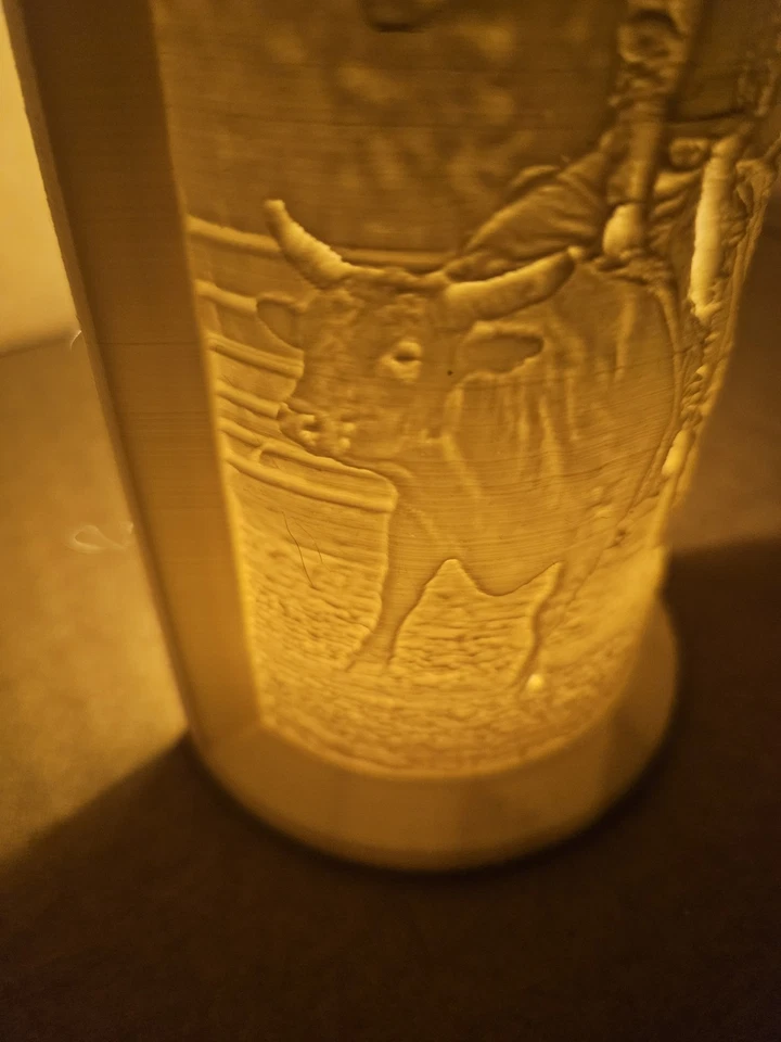 Bull Rider 3D Printed Lithophane Lamp – Western Rodeo Night Light, Cowboy Gift - Image 2 of 2