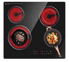 60cm Electric Hob, 4 Zone Electric Stove for Cooking Bulit-in Ceramic Hob 4 Ring