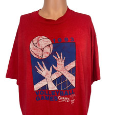 Vintage Volleyball Games T Shirt Mens Size 2XL Screen Stars 1993 Made In USA Red