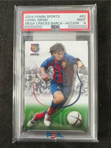 2004 Panini Mega Cracks Lionel Messi #62 Barca ACCION (VERY RARE) PSA 9!!!