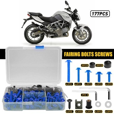 177pcs Set Fairing Bolts Fastener Screws Kit Blue Fit Suzuki Kawasaki Yamaha