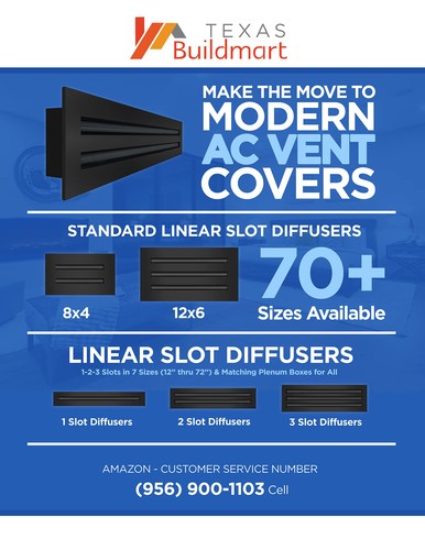 - 8x6 Modern AC Vent Cover - Decorative Black Aluminum Air Vent - Standard Li... - Picture 8 of 8