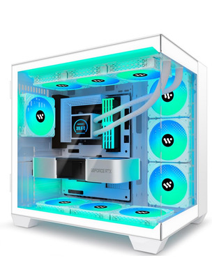 KEDIERS PC Gehäuse- vorinstalliert 9 ARGB-Lüfter ATX Mid Tower Gaming Gehäuse