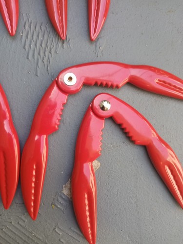 SET 5 RED LOBSTER Enamel Metal Seafood Crab Claw Crackers NEW - Picture 2 of 7