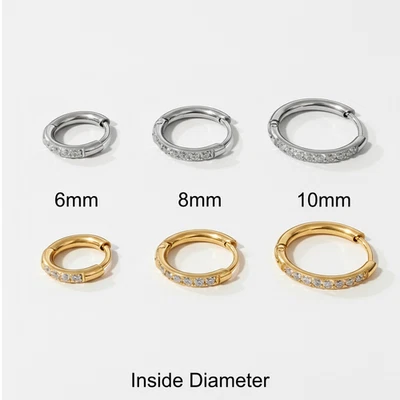 20g Surgical Steel CZ Gem Hinged Clicker Hoop Nose Ring Helix Tragus Earring UK - Image 1 of 4