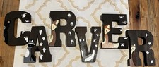 Woodland Critter Wooden Hand painted Nursery Decor Featuring Name:  CARVER  