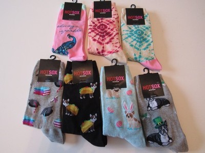 Womens Hot Sox Crew Socks 9-11 Nwt