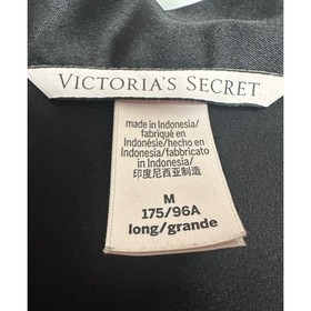 Victoria's Secret Black Satin Pajama Set Long Sleeve Top Pants Sz Medium Long