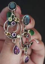 Nicky Butler RAJ LIMITED ED 925 Sterling Silver Labradorite Amethyst Earrings 