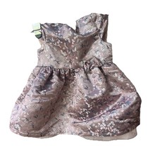 Baby Girls Floral Party Dress Pink Taupe Satin Bow Formal Holiday Size 12  18M