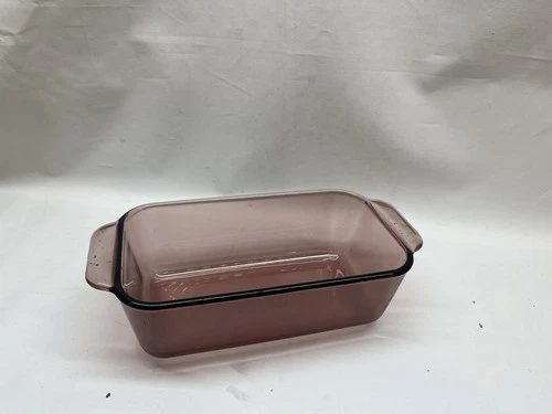 VTG Pyrex 1.5 Qt Crandberry Loaf Pan #213 R Corning Vision Line Baking Dish USA