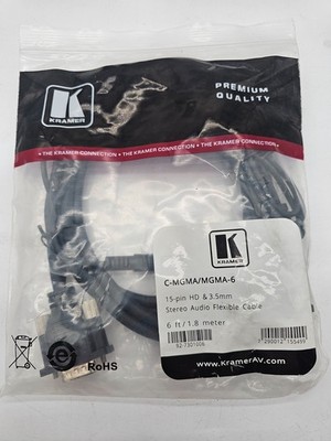 LOT of 4 Kramer C-MGMA/MGMA-6 VGA  + Audio Cable 6ft - NEW